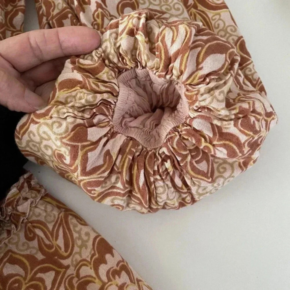 House of Harlow 1960 XS Aditi Wrap Pattern Maxi Dress Boho Ruffles Tiered Fall - Picture 6 of 13